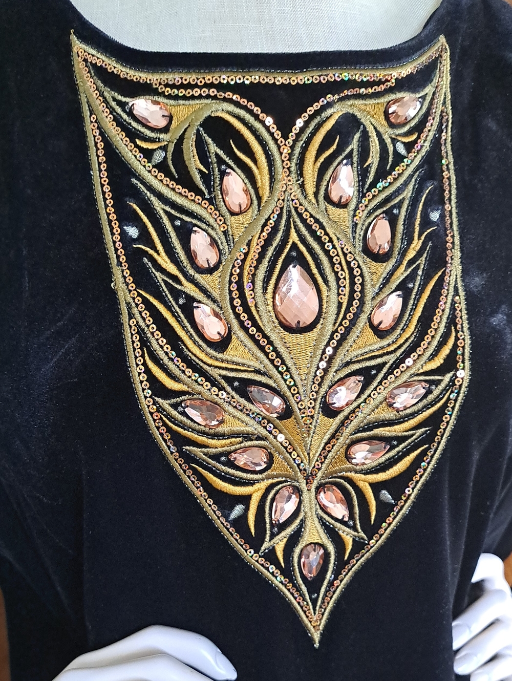 Bob Mackie Wearable Art Black Velvet Embellished Top XL NWT - Picture 3 of 13